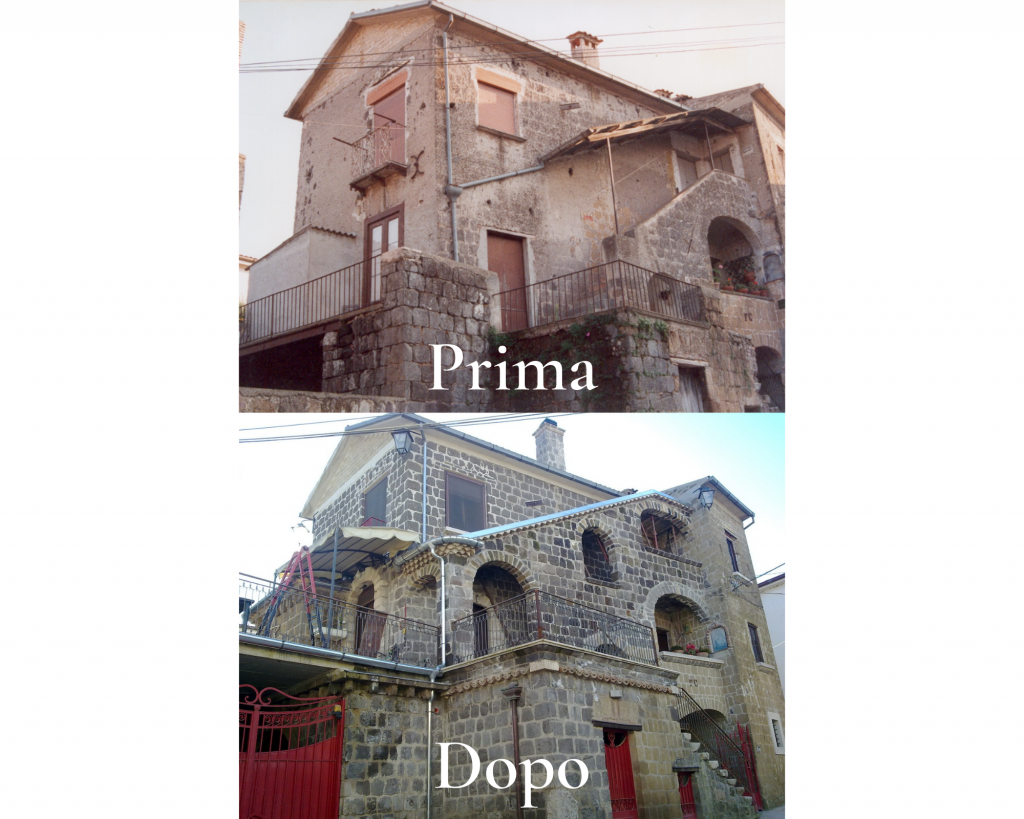 Edificio residenziale prima e dopo la ristrutturazione